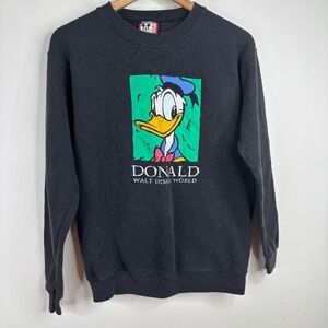 Vintage 90s Disney World Sweatshirt L Donald Duck Crewneck Retro Made in USA